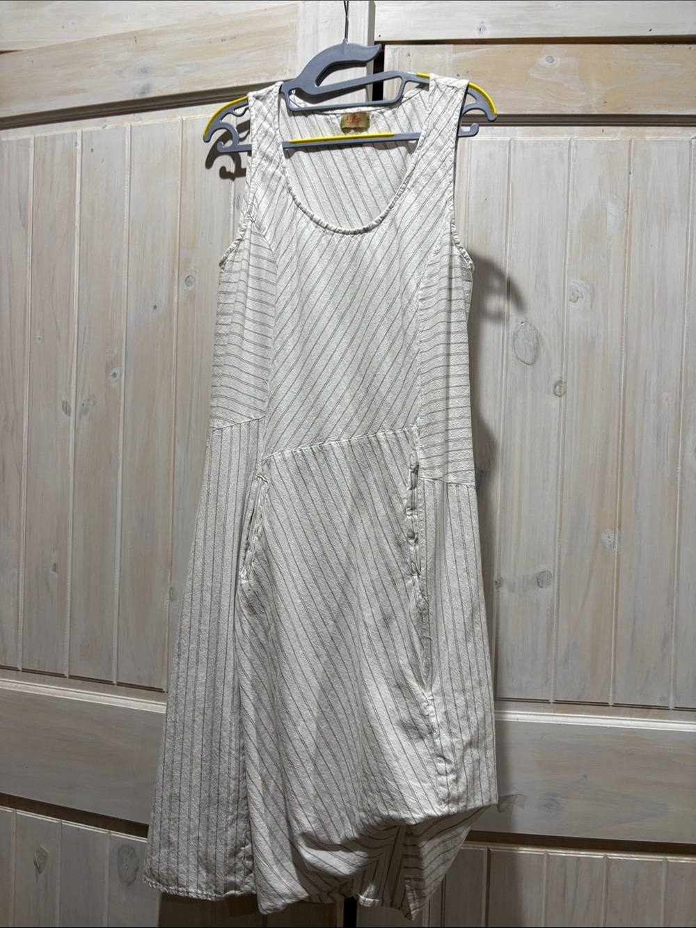 Tulip Sleeveless Stripe Midi Dress with Front Pocket’s